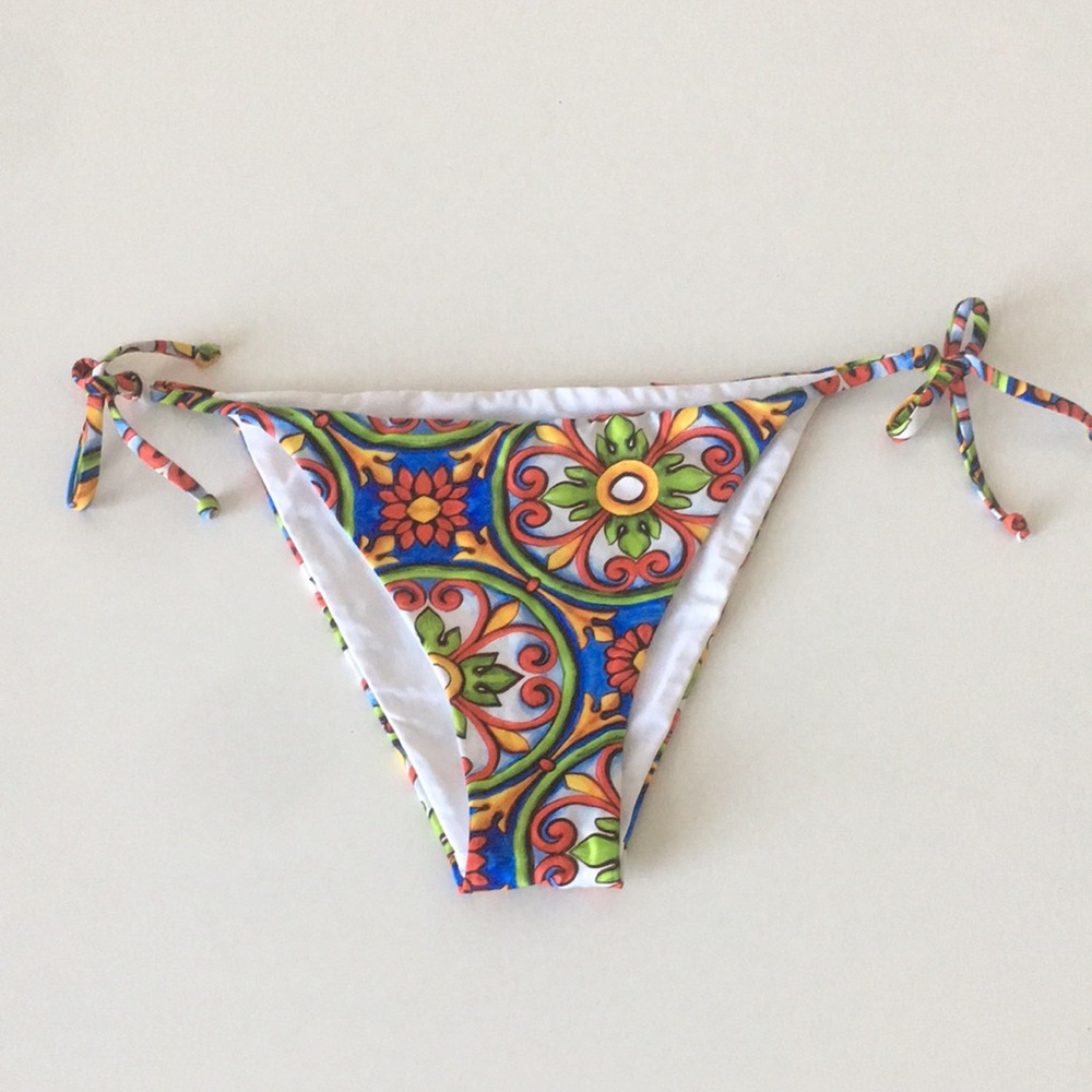 MC2 Saint Barth Floral Bikini Bottom Side Ties Beach Coastal